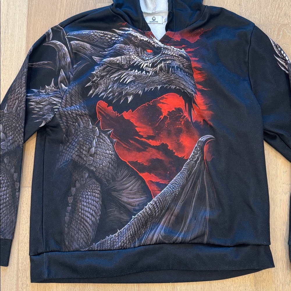 Maroths Mystic Dragon Double Sided Men's 4X Pullover Fleece Long‎ Sleeve Hoodie